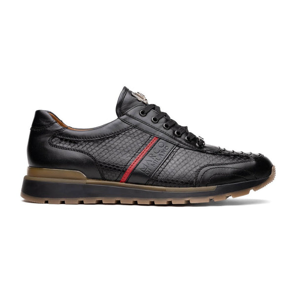 Marco Di Milano Brescia Shoes BLACK Genuine Snake Skin & Italian Calf Men's Sneakers (MDM1121)-AmbrogioShoes