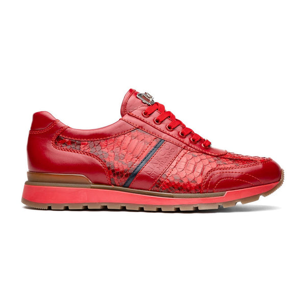 Marco Di Milano Brescia Shoes Red Genuine Snake Skin & Italian Calf Men's Sneakers (MDM1123)-AmbrogioShoes