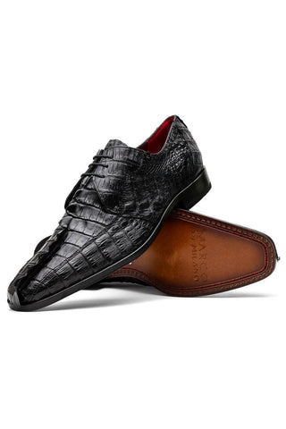 Marco Di Milano Cancun Black Exotic Hornback Crocodile Skin Derby (MDM1003)-AmbrogioShoes
