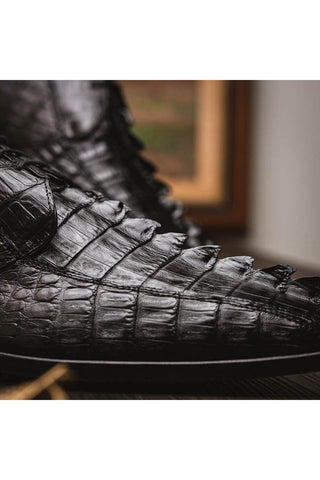 Marco Di Milano Cancun Black Exotic Hornback Crocodile Skin Derby (MDM1003)-AmbrogioShoes