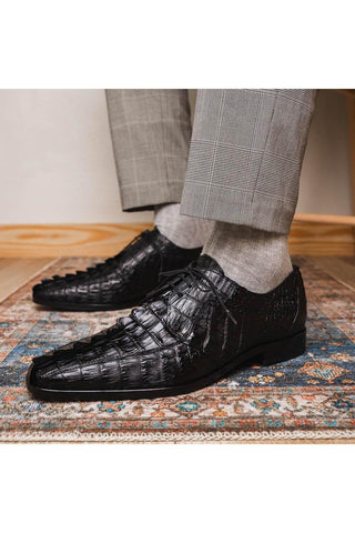 Marco Di Milano Cancun Black Exotic Hornback Crocodile Skin Derby (MDM1003)-AmbrogioShoes
