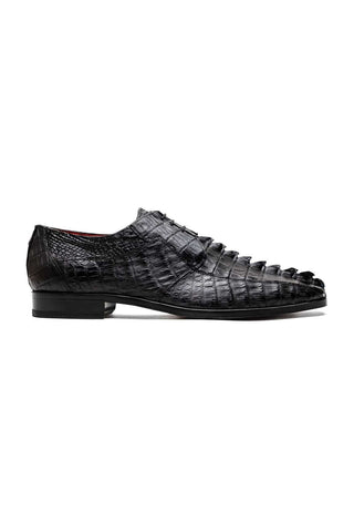Marco Di Milano Cancun Black Exotic Hornback Crocodile Skin Derby (MDM1003)-AmbrogioShoes