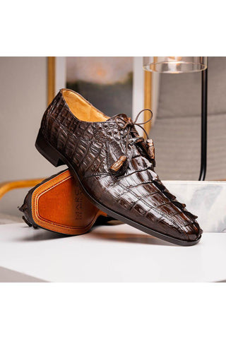 Marco Di Milano Cancun Brown Exotic Hornback Crocodile Skin Derby (MDM1003)-AmbrogioShoes