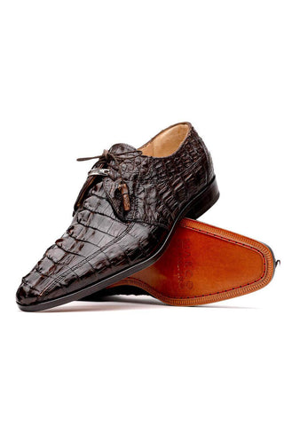 Marco Di Milano Cancun Brown Exotic Hornback Crocodile Skin Derby (MDM1003)-AmbrogioShoes