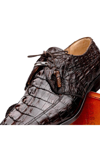 Marco Di Milano Cancun Brown Exotic Hornback Crocodile Skin Derby (MDM1003)-AmbrogioShoes