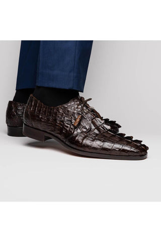 Marco Di Milano Cancun Brown Exotic Hornback Crocodile Skin Derby (MDM1003)-AmbrogioShoes