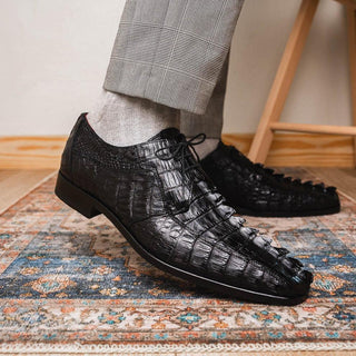 Marco Di Milano Cancun Exotic Hornback Crocodile Skin Derby (MDM1003)