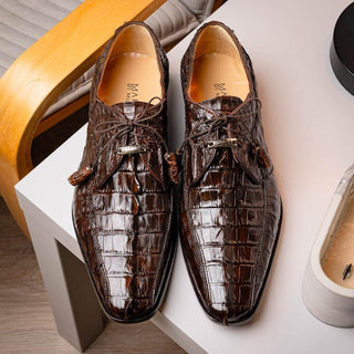 Marco Di Milano Cancun Exotic Hornback Crocodile Skin Derby (MDM1003)