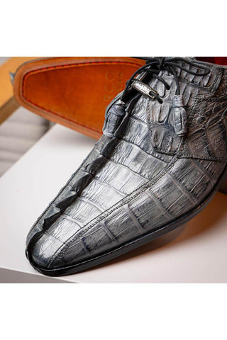 Marco Di Milano Cancun Gray Exotic Hornback Crocodile Skin Derby (MDM1003)-AmbrogioShoes