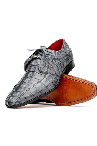 Marco Di Milano Cancun Gray Exotic Hornback Crocodile Skin Derby (MDM1003)-AmbrogioShoes