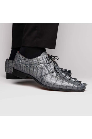 Marco Di Milano Cancun Gray Exotic Hornback Crocodile Skin Derby (MDM1003)-AmbrogioShoes