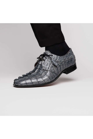 Marco Di Milano Cancun Gray Exotic Hornback Crocodile Skin Derby (MDM1003)-AmbrogioShoes