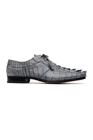 Marco Di Milano Cancun Gray Exotic Hornback Crocodile Skin Derby (MDM1003)-AmbrogioShoes