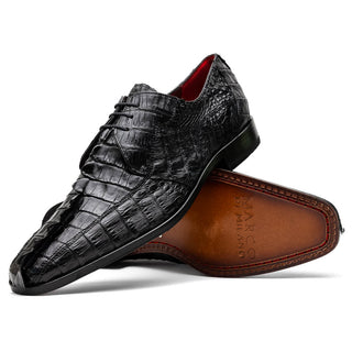 Marco Di Milano Cancun Men's Shoes Black Exotic Hornback Crocodile Skin Derby (MDM1003)-AmbrogioShoes
