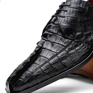 Marco Di Milano Cancun Men's Shoes Black Exotic Hornback Crocodile Skin Derby (MDM1003)-AmbrogioShoes