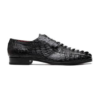 Marco Di Milano Cancun Men's Shoes Black Exotic Hornback Crocodile Skin Derby (MDM1003)-AmbrogioShoes