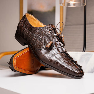 Marco Di Milano Cancun Men's Shoes Brown Exotic Hornback Crocodile Skin Derby (MDM1003)-AmbrogioShoes