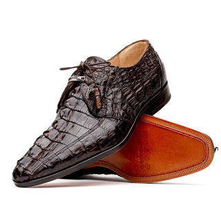 Marco Di Milano Cancun Men's Shoes Brown Exotic Hornback Crocodile Skin Derby (MDM1003)-AmbrogioShoes