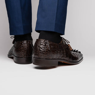 Marco Di Milano Cancun Men's Shoes Brown Exotic Hornback Crocodile Skin Derby (MDM1003)-AmbrogioShoes
