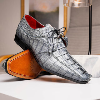 Marco Di Milano Cancun Men's Shoes Gray Exotic Hornback Crocodile Skin Derby (MDM1003)-AmbrogioShoes