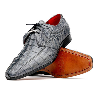 Marco Di Milano Cancun Men's Shoes Gray Exotic Hornback Crocodile Skin Derby (MDM1003)-AmbrogioShoes