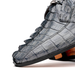Marco Di Milano Cancun Men's Shoes Gray Exotic Hornback Crocodile Skin Derby (MDM1003)-AmbrogioShoes