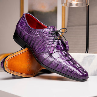 Marco Di Milano Cancun Men's Shoes Purple Exotic Hornback Crocodile Skin Derby (MDM1003)-AmbrogioShoes