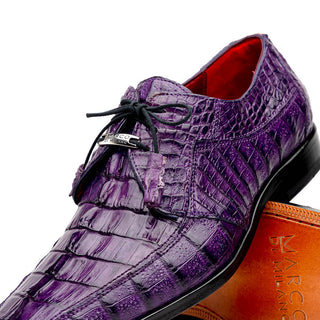 Marco Di Milano Cancun Men's Shoes Purple Exotic Hornback Crocodile Skin Derby (MDM1003)-AmbrogioShoes
