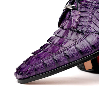 Marco Di Milano Cancun Men's Shoes Purple Exotic Hornback Crocodile Skin Derby (MDM1003)-AmbrogioShoes
