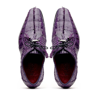 Marco Di Milano Cancun Men's Shoes Purple Exotic Hornback Crocodile Skin Derby (MDM1003)-AmbrogioShoes