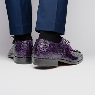 Marco Di Milano Cancun Men's Shoes Purple Exotic Hornback Crocodile Skin Derby (MDM1003)-AmbrogioShoes