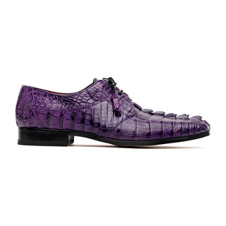 Marco Di Milano Cancun Men's Shoes Purple Exotic Hornback Crocodile Skin Derby (MDM1003)-AmbrogioShoes
