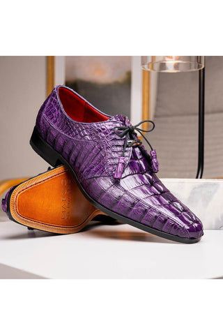 Marco Di Milano Cancun Purple Exotic Hornback Crocodile Skin Derby (MDM1003)-AmbrogioShoes