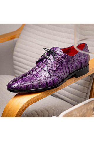 Marco Di Milano Cancun Purple Exotic Hornback Crocodile Skin Derby (MDM1003)-AmbrogioShoes