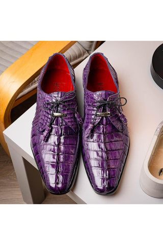 Marco Di Milano Cancun Purple Exotic Hornback Crocodile Skin Derby (MDM1003)-AmbrogioShoes