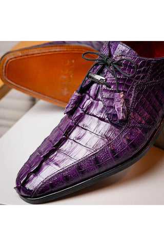 Marco Di Milano Cancun Purple Exotic Hornback Crocodile Skin Derby (MDM1003)-AmbrogioShoes
