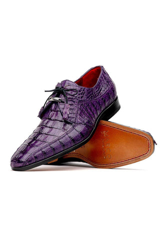 Marco Di Milano Cancun Purple Exotic Hornback Crocodile Skin Derby (MDM1003)-AmbrogioShoes