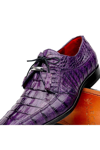Marco Di Milano Cancun Purple Exotic Hornback Crocodile Skin Derby (MDM1003)-AmbrogioShoes