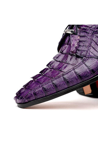 Marco Di Milano Cancun Purple Exotic Hornback Crocodile Skin Derby (MDM1003)-AmbrogioShoes