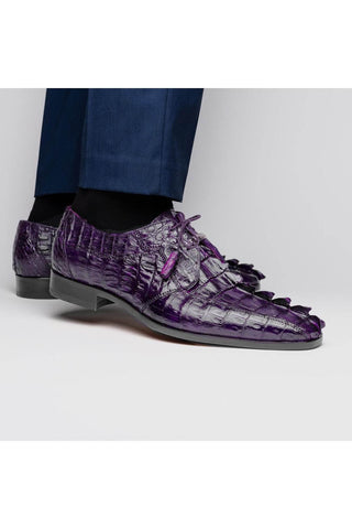 Marco Di Milano Cancun Purple Exotic Hornback Crocodile Skin Derby (MDM1003)-AmbrogioShoes