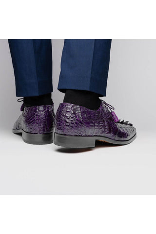 Marco Di Milano Cancun Purple Exotic Hornback Crocodile Skin Derby (MDM1003)-AmbrogioShoes