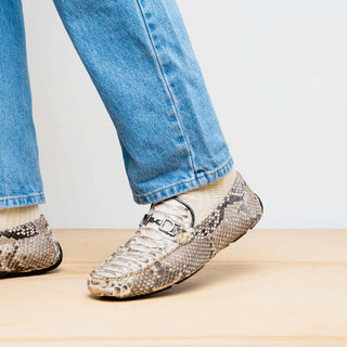 Marco Di Milano Capri Men's Shoes Natural Exotic Python Skin Horse-Bit Loafer (MDM1241)-AmbrogioShoes