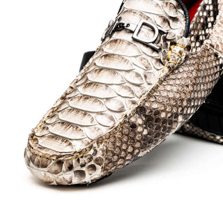 Marco Di Milano Capri Men's Shoes Natural Exotic Python Skin Horse-Bit Loafer (MDM1241)-AmbrogioShoes
