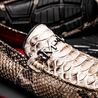 Marco Di Milano Capri Men's Shoes Natural Exotic Python Skin Horse-Bit Loafer (MDM1241)-AmbrogioShoes