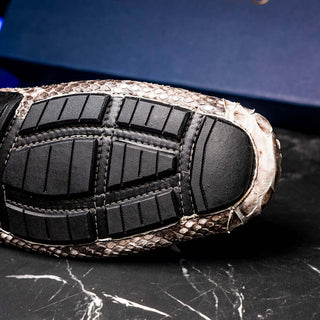 Marco Di Milano Capri Men's Shoes Natural Exotic Python Skin Horse-Bit Loafer (MDM1241)-AmbrogioShoes