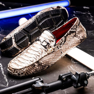 Marco Di Milano Capri Men's Shoes Natural Exotic Python Skin Horse-Bit Loafer (MDM1241)-AmbrogioShoes