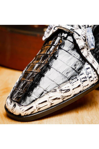 Marco Di Milano Caribe Black & Newspaper Genuine Hornback Caiman Crocodile Derby (MDM1118)-AmbrogioShoes