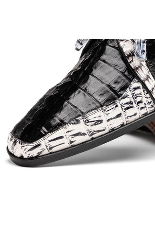 Marco Di Milano Caribe Black & Newspaper Genuine Hornback Caiman Crocodile Derby (MDM1118)-AmbrogioShoes
