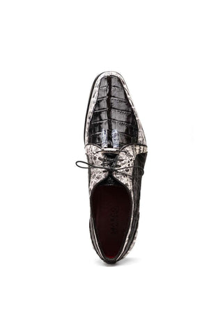 Marco Di Milano Caribe Black & Newspaper Genuine Hornback Caiman Crocodile Derby (MDM1118)-AmbrogioShoes