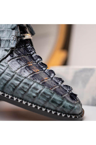 Marco Di Milano Caribe Dark Gray Genuine Hornback Caiman Crocodile Derby (MDM1118)-AmbrogioShoes